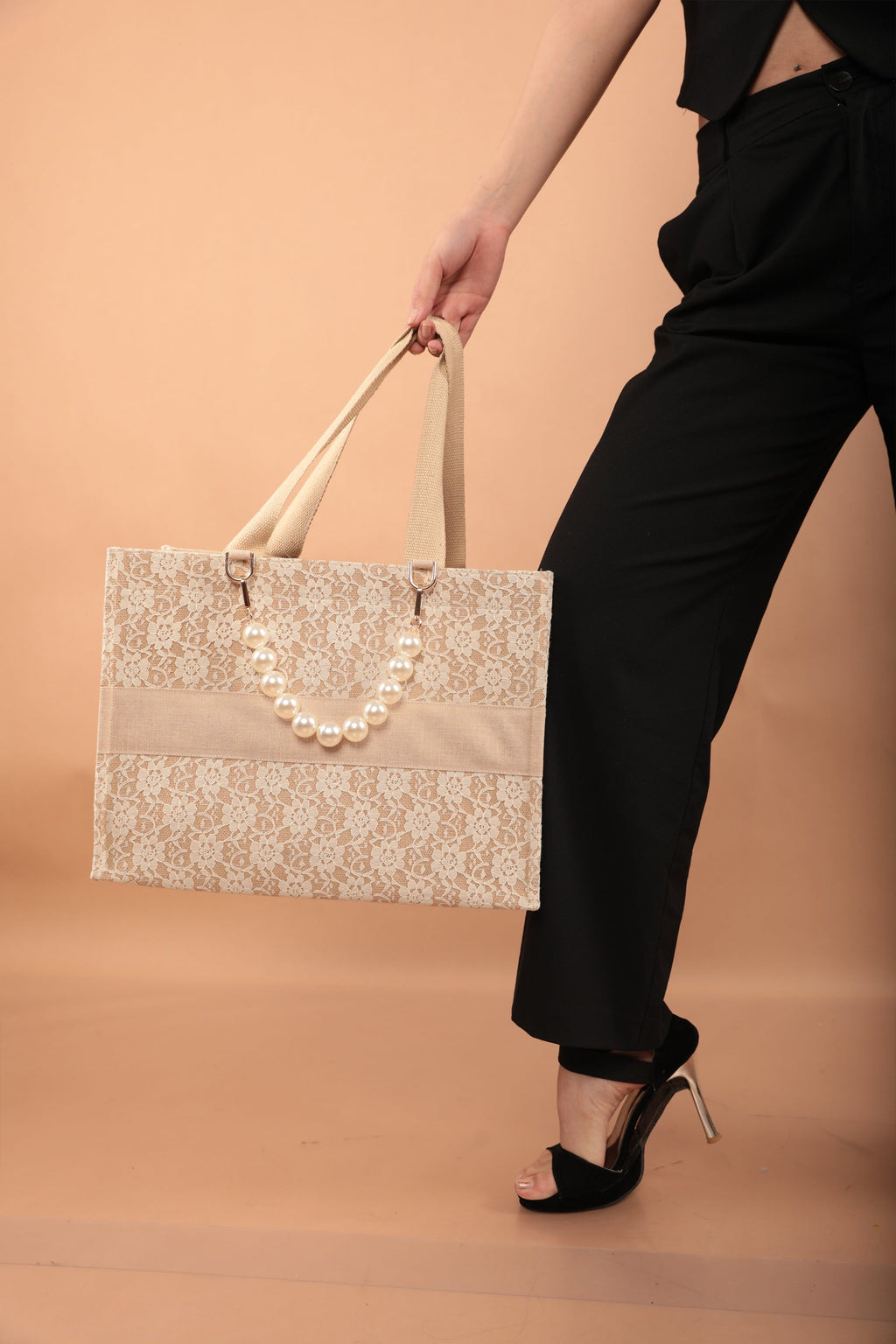 Audrey Lace Tote Bag Natural