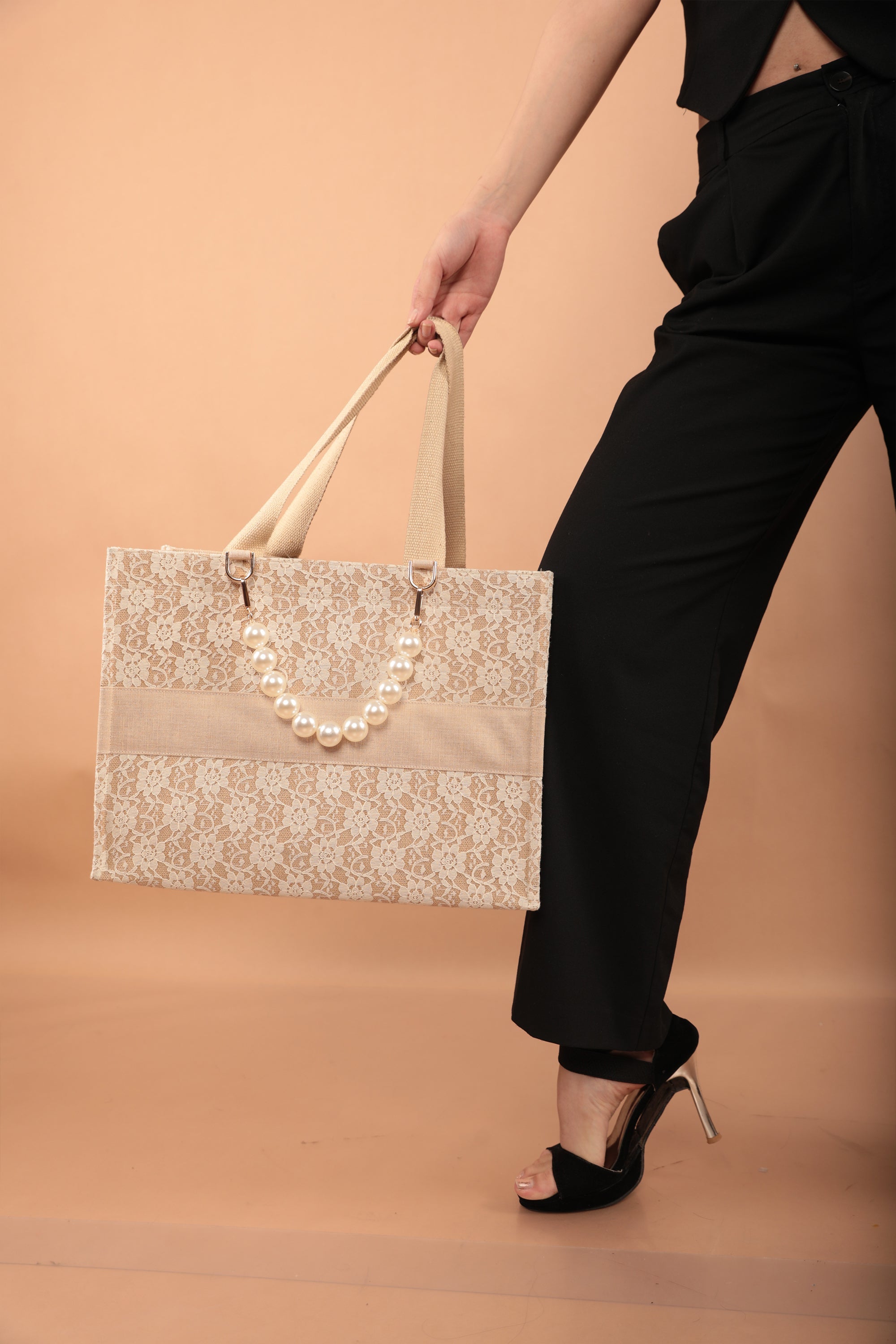 Audrey Lace Tote Bag Natural