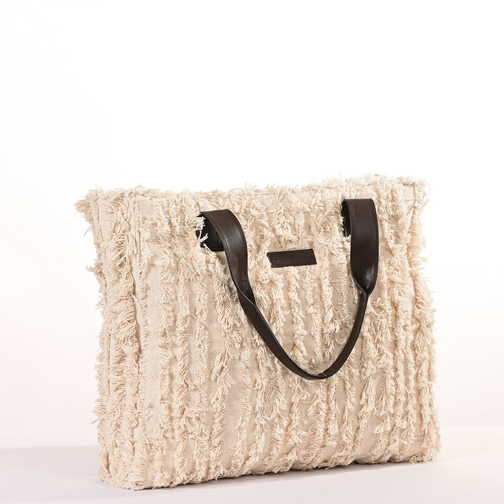 Eva Textured Fringe Tote Bag