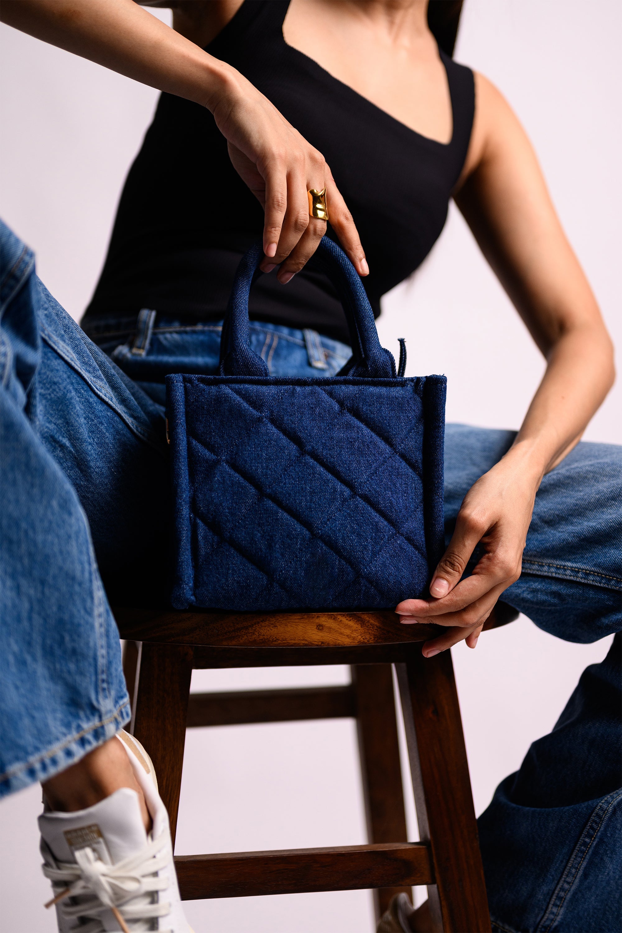 Quilted Denim Mini Bag