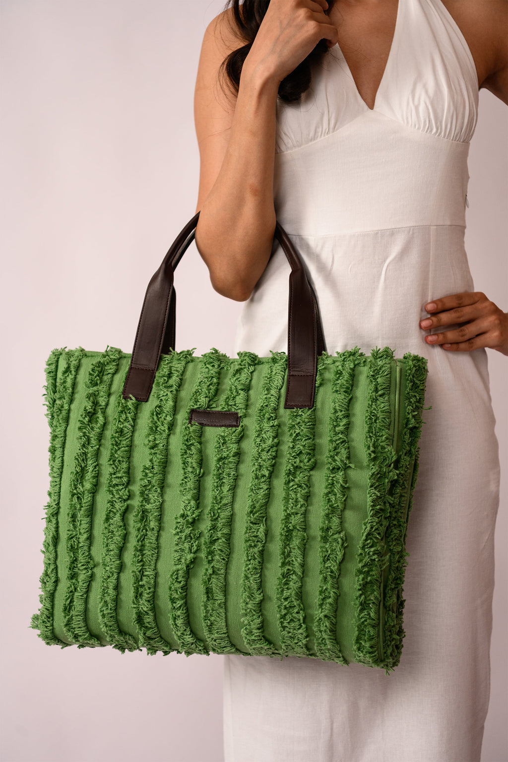 Eva Textured Fringe Tote Bag