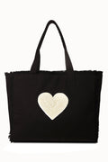 Amor Pearl Fringe Tote Bag Black