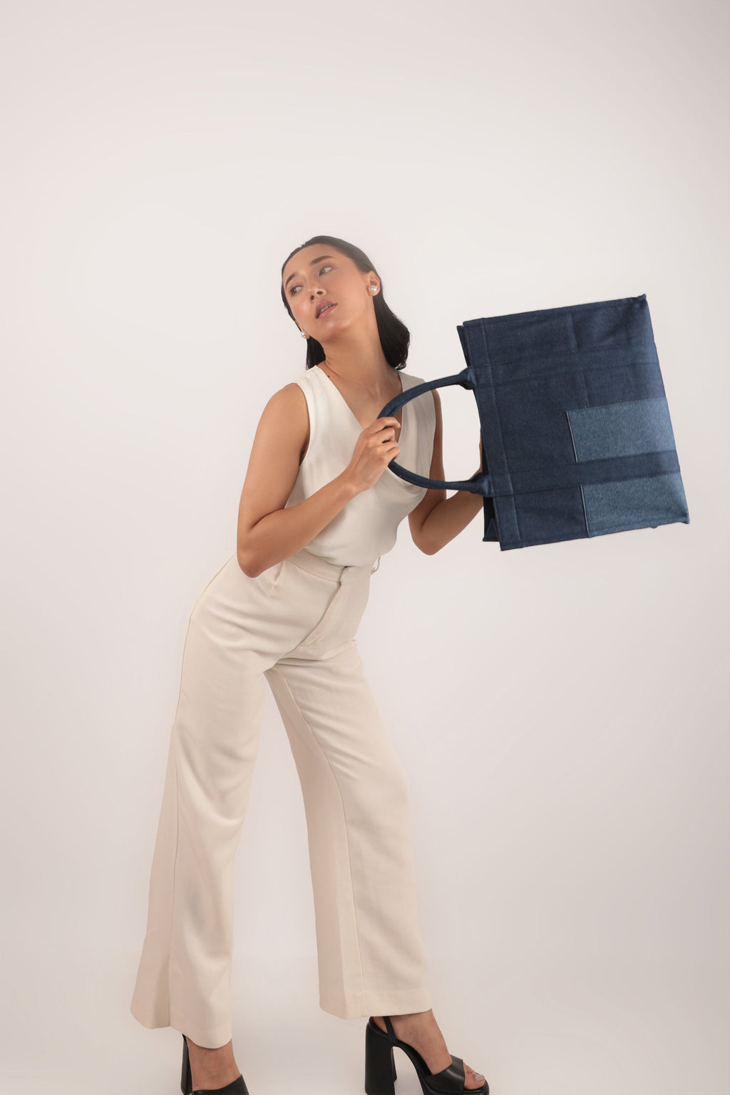 Azure Box Tote Bag Denim